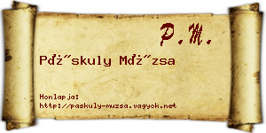Páskuly Múzsa névjegykártya
